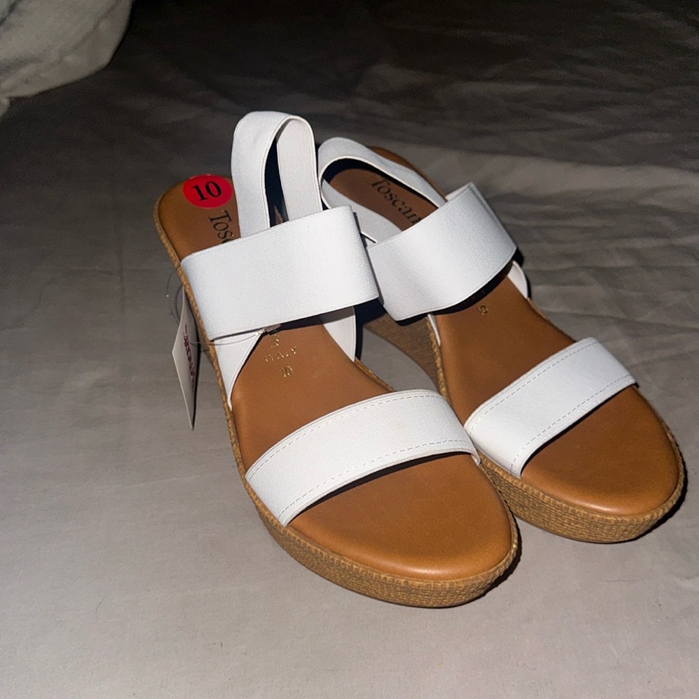 Toscanella white wedges size 10